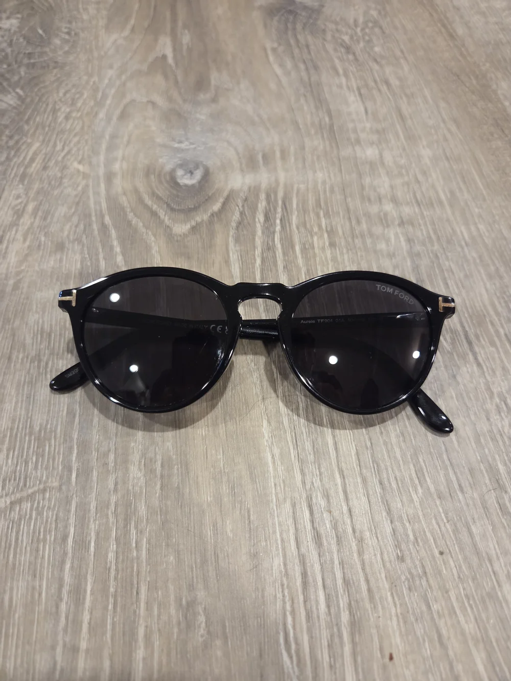 Tom Ford Unisex Black Round Sunglasses Black Aurele TF904 Free Shipping